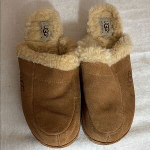 Ugg Australia Suede Clogs Tan Fur/Sherpa Lined Sz 6